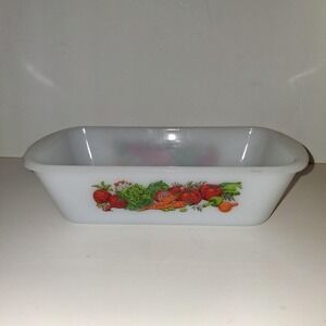 Vintage‎ GLASBAKE Garden Vegetable Loaf Pan 1.5 Quart J522